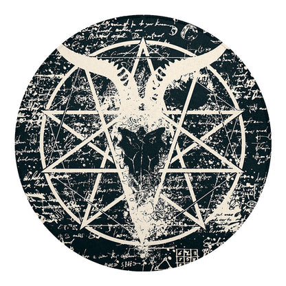Satan Goat Skull Symbol Print Round Blanket