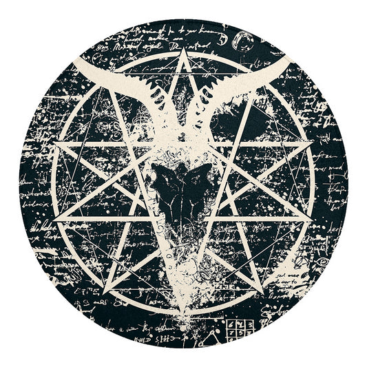 Satan Goat Skull Symbol Print Round Blanket