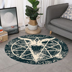 Satan Goat Skull Symbol Print Round Rug