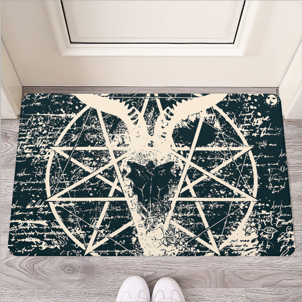 Satan Goat Skull Symbol Print Rubber Doormat