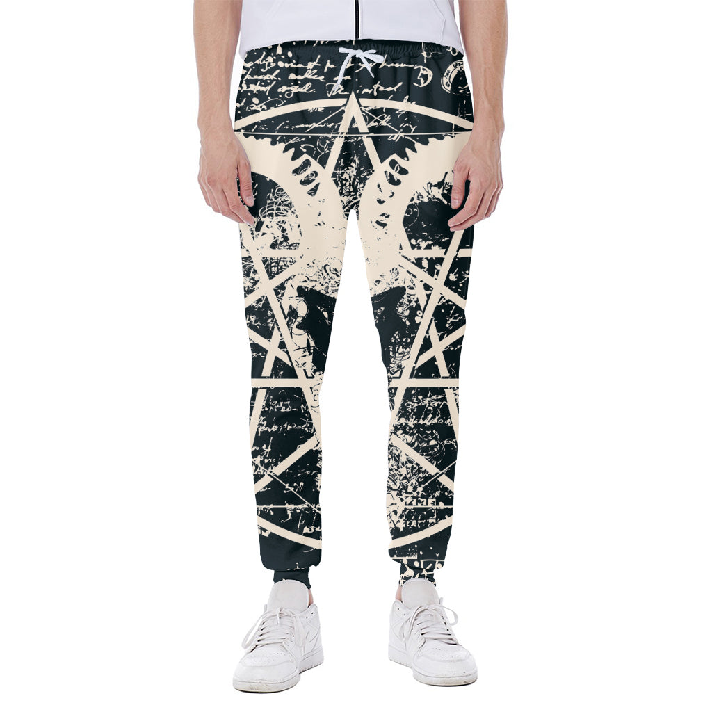 Satan Goat Skull Symbol Print Scuba Joggers