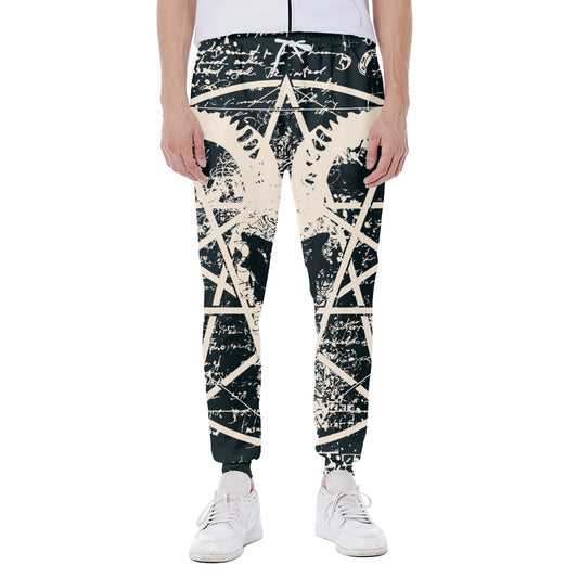 Satan Goat Skull Symbol Print Scuba Joggers