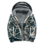 Satan Goat Skull Symbol Print Sherpa Lined Zip Up Hoodie