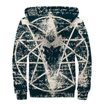 Satan Goat Skull Symbol Print Sherpa Lined Zip Up Hoodie