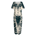 Satan Goat Skull Symbol Print Short Sleeve Long Nightdress