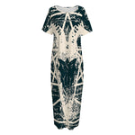 Satan Goat Skull Symbol Print Short Sleeve Long Nightdress