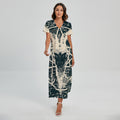 Satan Goat Skull Symbol Print Short Sleeve Maxi Dress