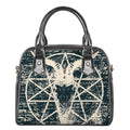 Satan Goat Skull Symbol Print Shoulder Handbag