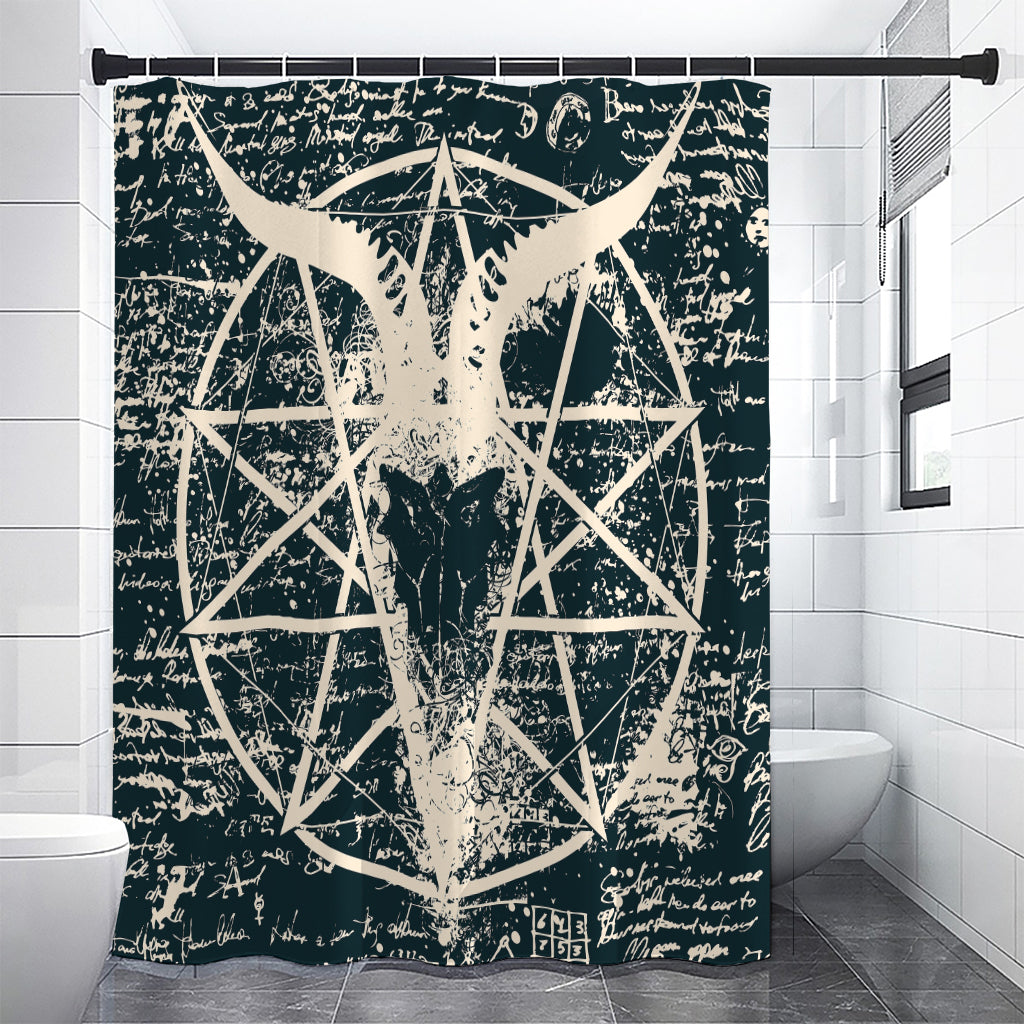 Satan Goat Skull Symbol Print Shower Curtain