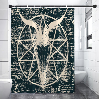Satan Goat Skull Symbol Print Shower Curtain