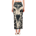 Satan Goat Skull Symbol Print Side Slit Maxi Skirt