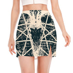 Satan Goat Skull Symbol Print Side Slit Mini Skirt