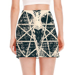 Satan Goat Skull Symbol Print Side Slit Mini Skirt