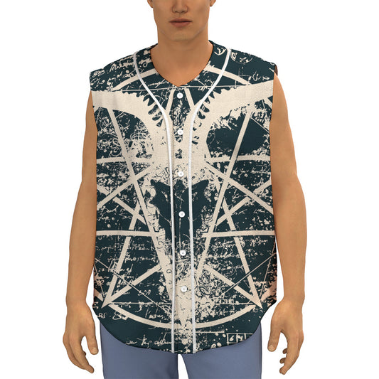 Satan Goat Skull Symbol Print Sleeveless Baseball Jersey