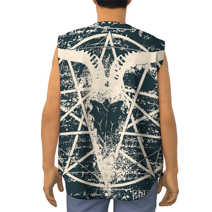 Satan Goat Skull Symbol Print Sleeveless Baseball Jersey