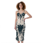 Satan Goat Skull Symbol Print Slim Fit Midi Cami Dress