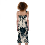 Satan Goat Skull Symbol Print Slim Fit Midi Cami Dress