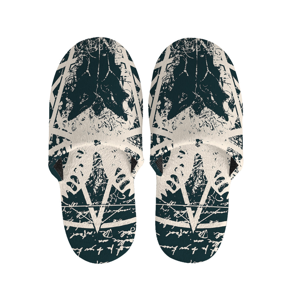 Satan Goat Skull Symbol Print Slippers