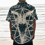Satan Goat Skull Symbol Print Textured Short Sleeve Shirt
