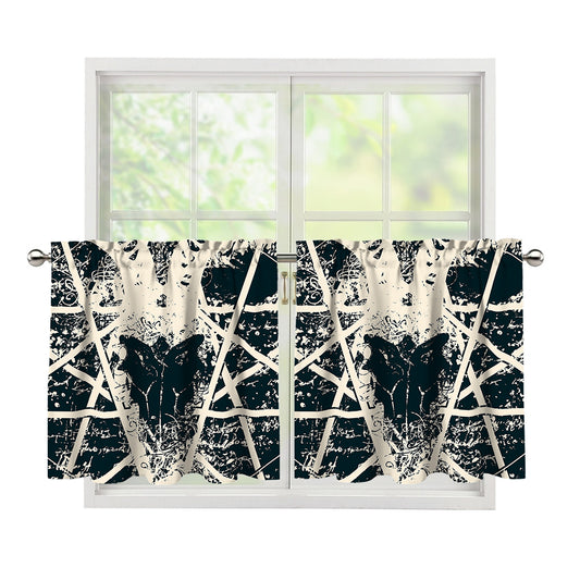 Satan Goat Skull Symbol Print Tier Curtains