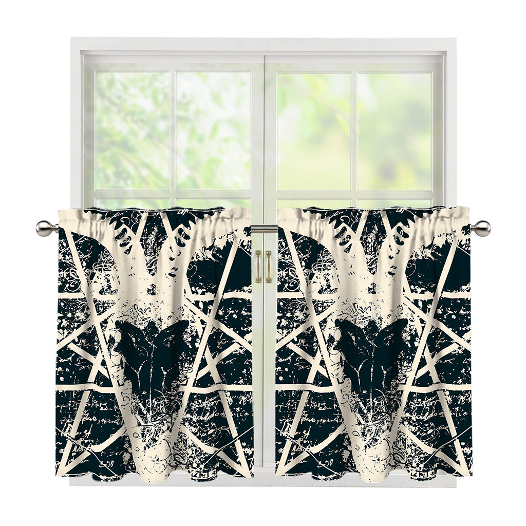 Satan Goat Skull Symbol Print Tier Curtains