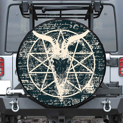 Satan Goat Skull Symbol Print Tire Cover