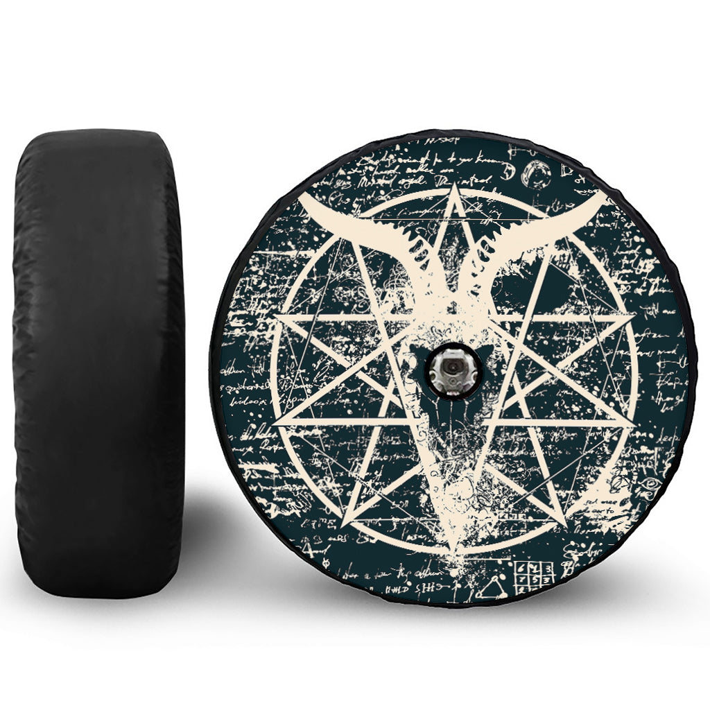 Satan Goat Skull Symbol Print Tire Cover With Camera Hole