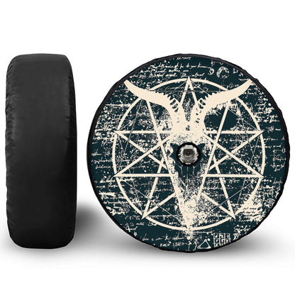 Satan Goat Skull Symbol Print Tire Cover With Camera Hole