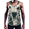 Satan Goat Skull Symbol Print Men's Workout Tank Top