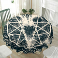 Satan Goat Skull Symbol Print Waterproof Round Tablecloth