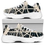 Satan Goat Skull Symbol Print White Chunky Shoes