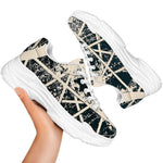 Satan Goat Skull Symbol Print White Chunky Shoes
