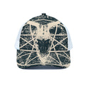 Satan Goat Skull Symbol Print White Mesh Trucker Hat