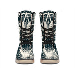 Satan Goat Skull Symbol Print Winter Boots
