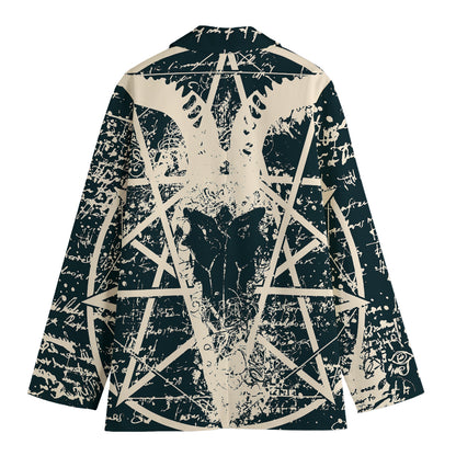 Satan Goat Skull Symbol Print Women's Blazer