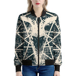 Satan Goat Skull Symbol Print Women's Bomber Jacket