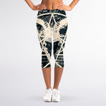 Satan Goat Skull Symbol Print Women's Capri Leggings