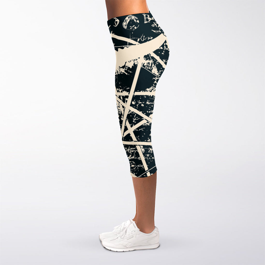 Satan Goat Skull Symbol Print Women's Capri Leggings