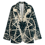 Satan Goat Skull Symbol Print Women's Cotton Blazer
