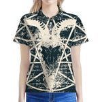 Satan Goat Skull Symbol Print Women's Polo Shirt