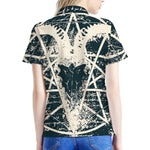 Satan Goat Skull Symbol Print Women's Polo Shirt