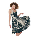 Satan Goat Skull Symbol Print Sleeveless Knee Length Dress