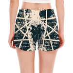 Satan Goat Skull Symbol Print Women's Split Running Shorts