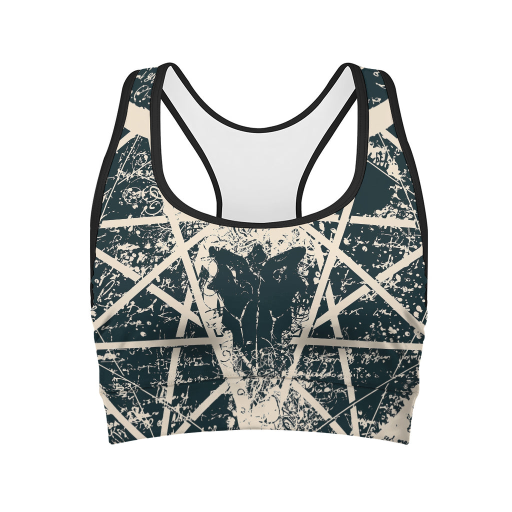 Satan Goat Skull Symbol Print Women's Sports Bra