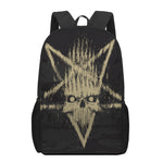 Satanic Pentagram Skull Print 17 Inch Backpack