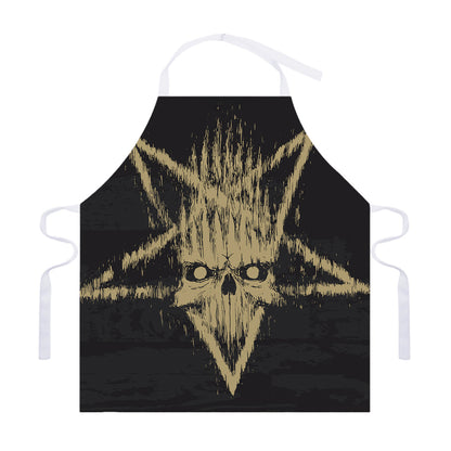 Satanic Pentagram Skull Print Adjustable Apron