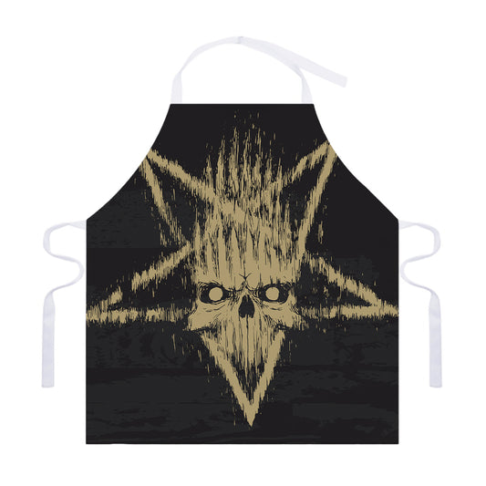 Satanic Pentagram Skull Print Adjustable Apron