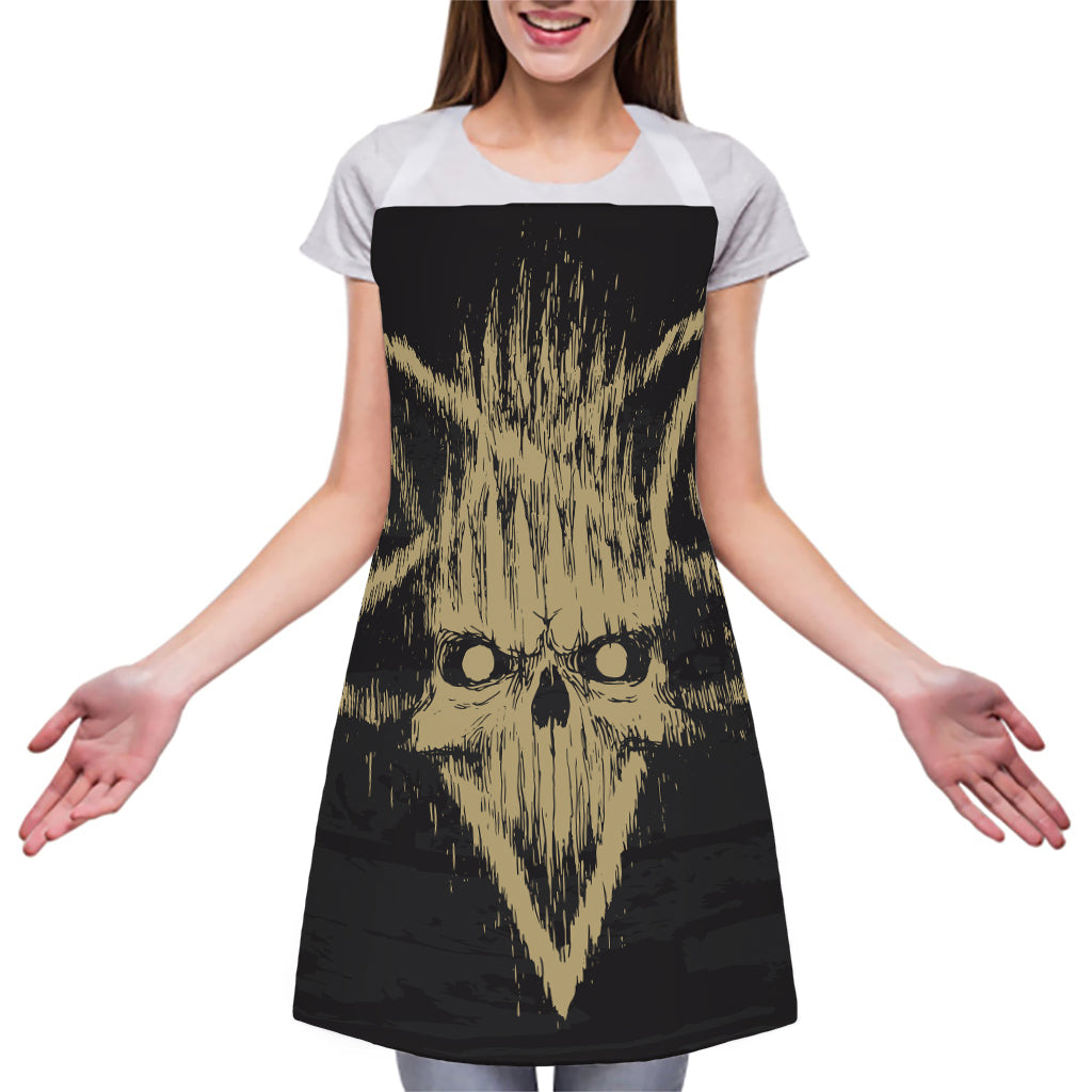 Satanic Pentagram Skull Print Adjustable Apron