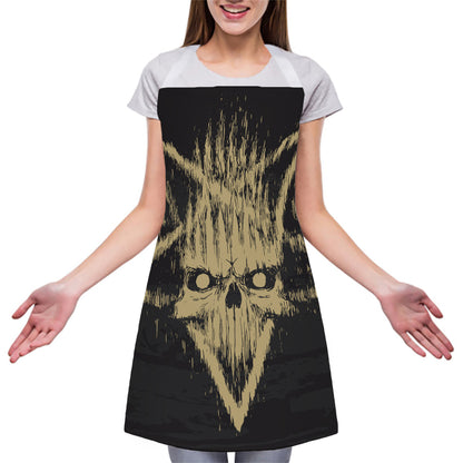 Satanic Pentagram Skull Print Adjustable Apron