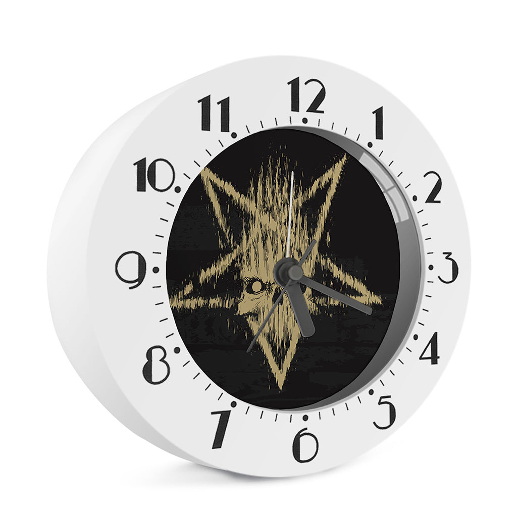 Satanic Pentagram Skull Print Alarm Clock